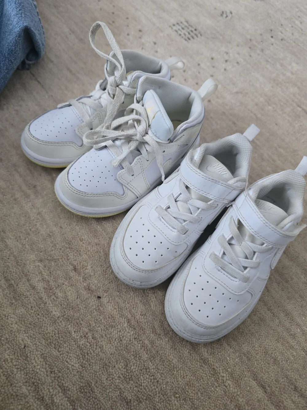 Nike Kids White Sneakers with Pale Yellow Outsole Accent $22 For Both